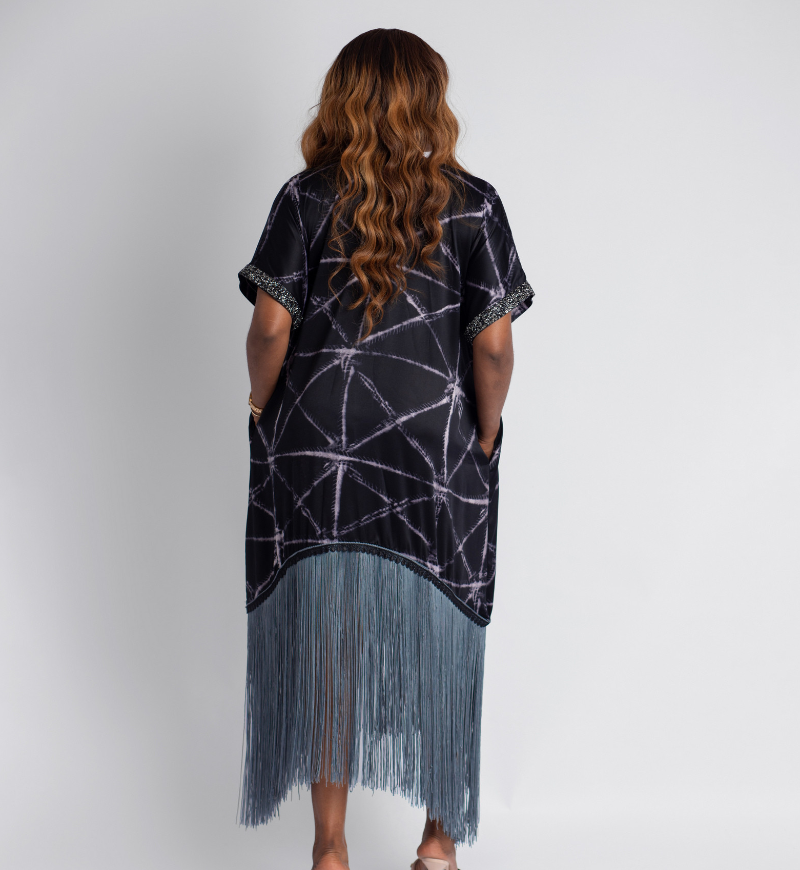 Tonia Luxury Fringe Dress A (Grayish-Black)